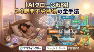 【AIクローン戦略】プロラインフリー×Google AI Studioで実現する24時間不労所得の全手法