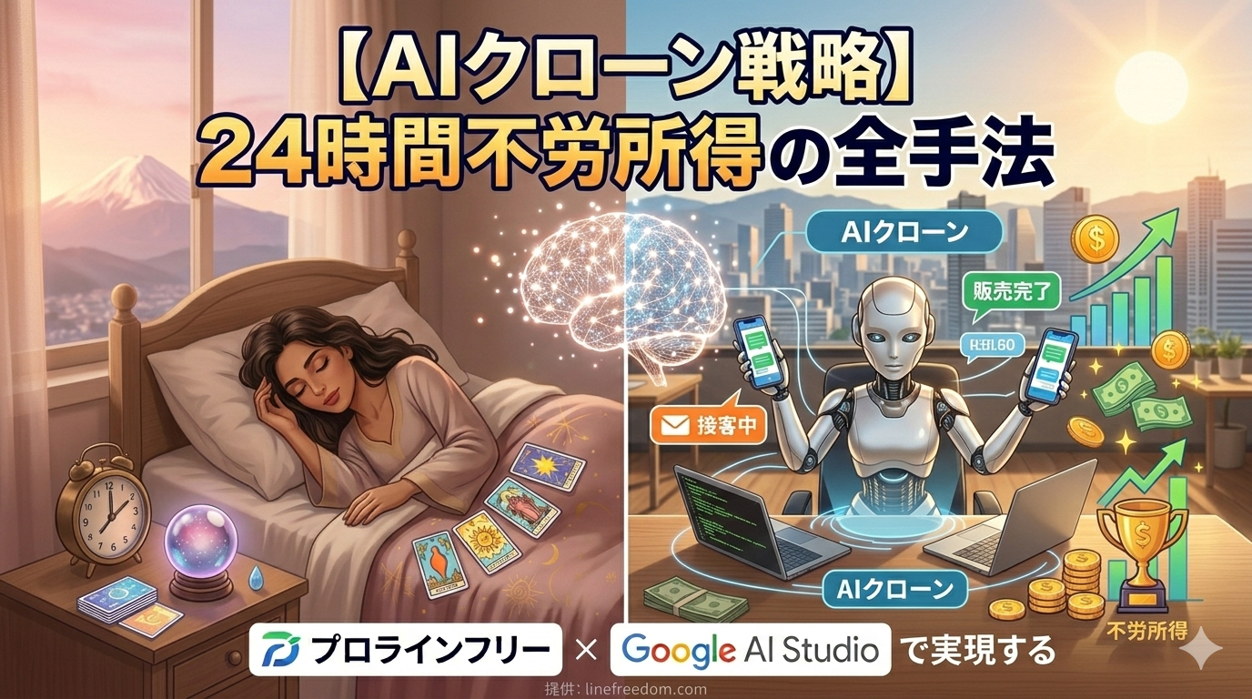 【AIクローン戦略】プロラインフリー×Google AI Studioで実現する24時間不労所得の全手法