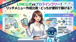 LINE公式だけでリッチメニューを作る方法とプロラインフリーで作成する方法の比較：どっちが便利？